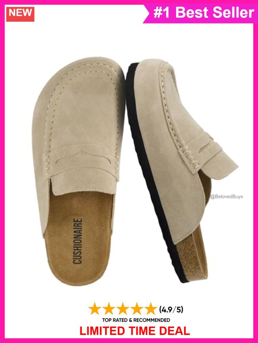 Genuine Leather Mule Clogs Slip On Shoes Memory Foam Penny Strap